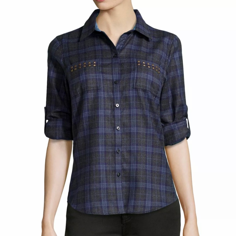 Robert Graham Women's Harper Boyfriend Fit Cotton/Wool/Cashmere Flannel Shirt
